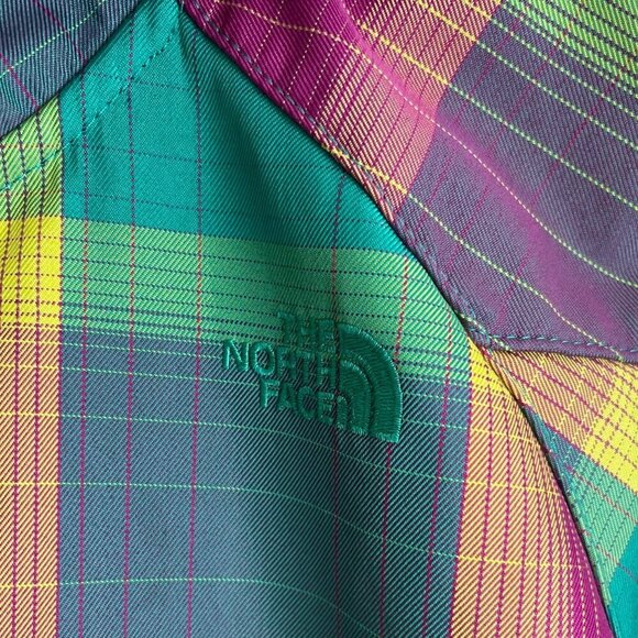 The North Face Women Jacket Size Large Colorblock Hooded Plaid Outdoor Y2K Core - Picture 5 of 16
